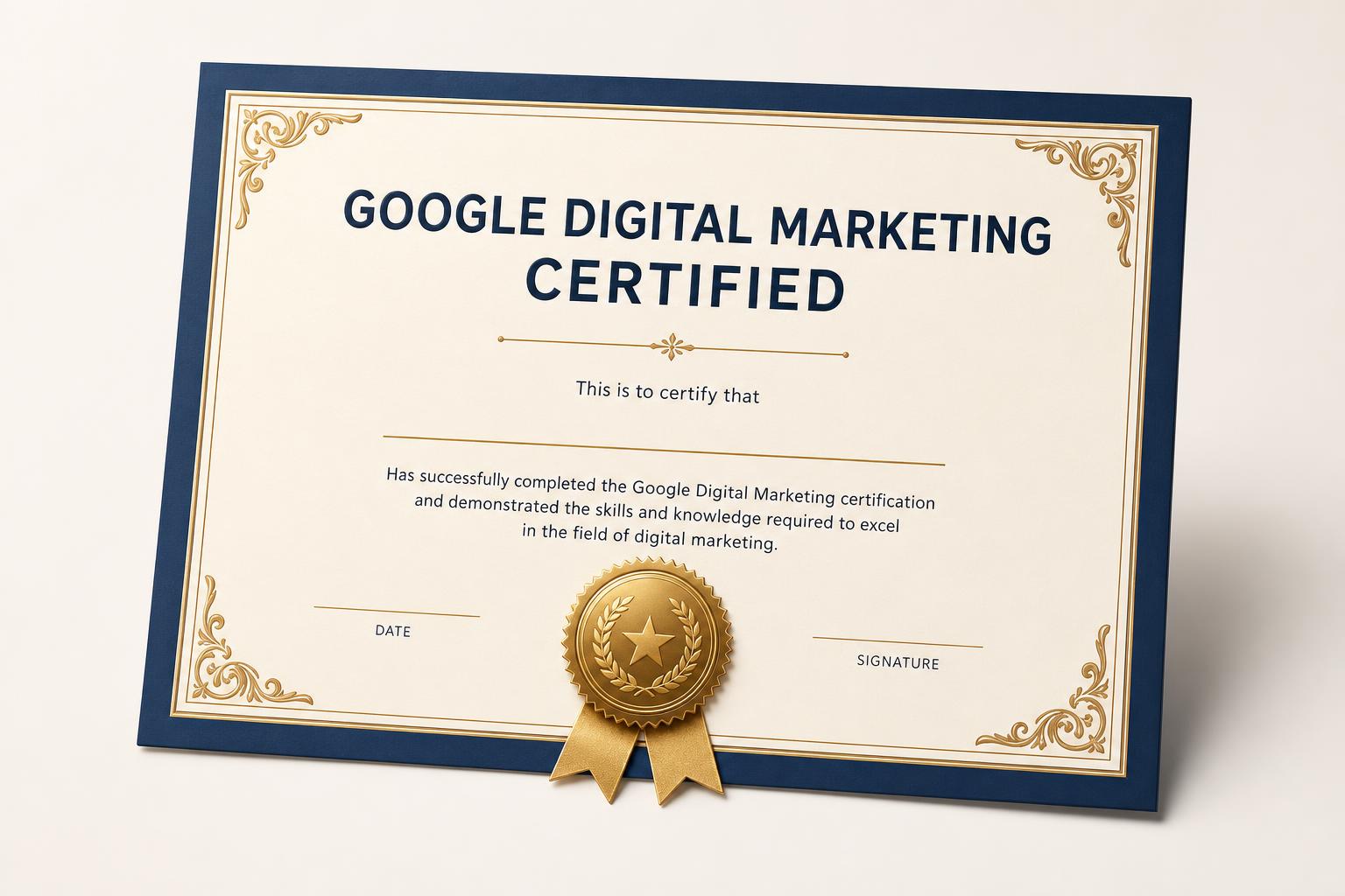 Google Digital Marketing Certified certificate sample
