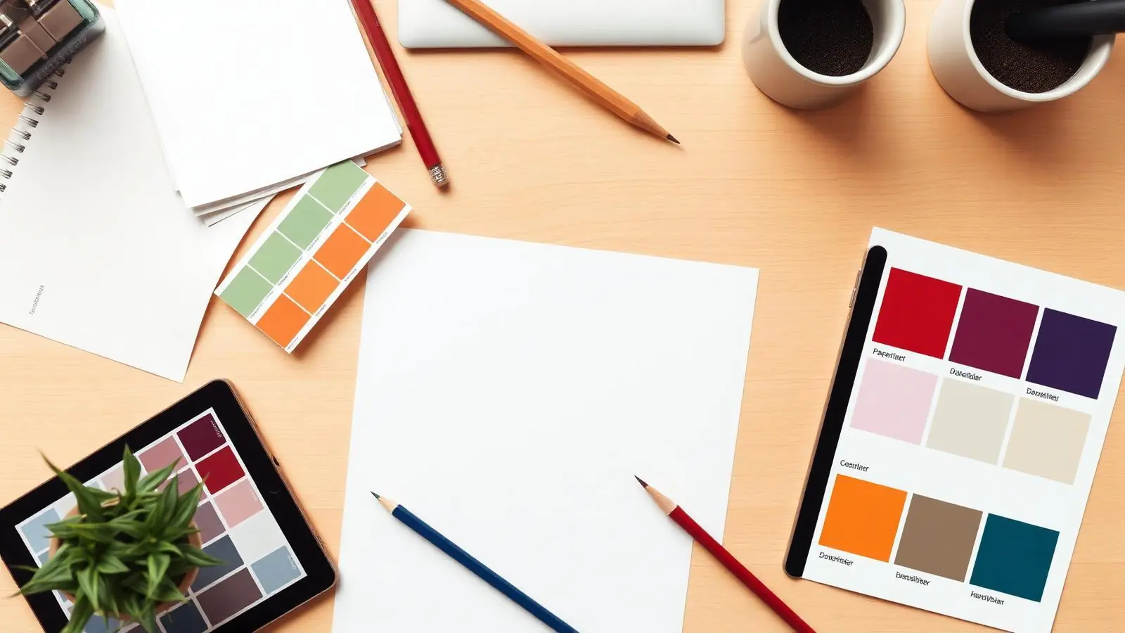 Designer workspace with colour palette