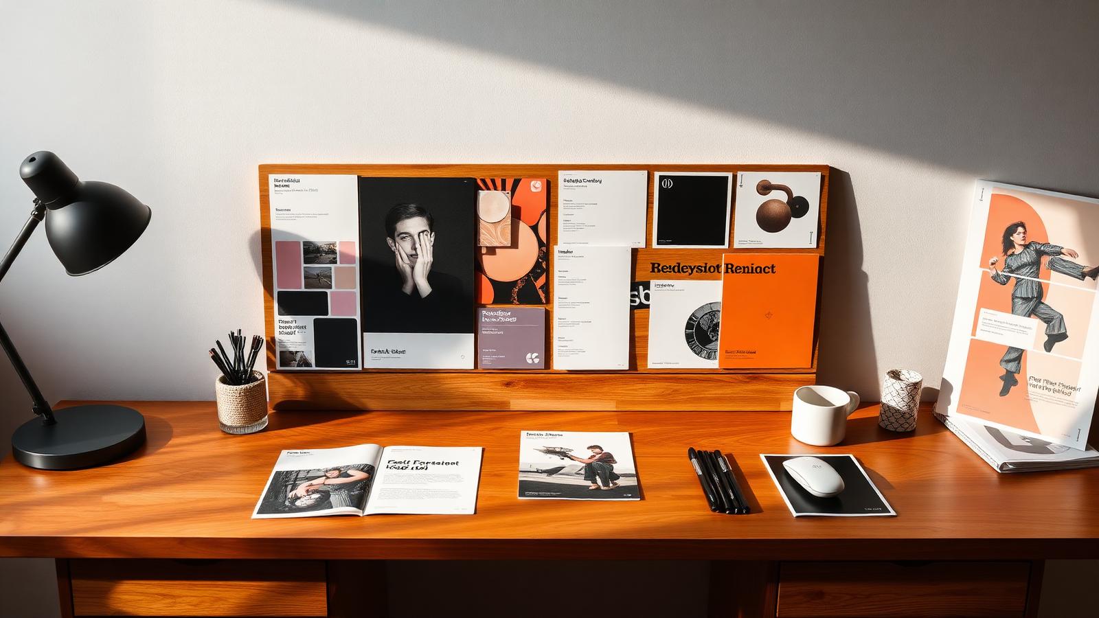 Brand strategy workspace and mood board